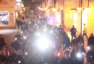Geocaching Flashmob „Lichtschwert“ in Saarbrücken